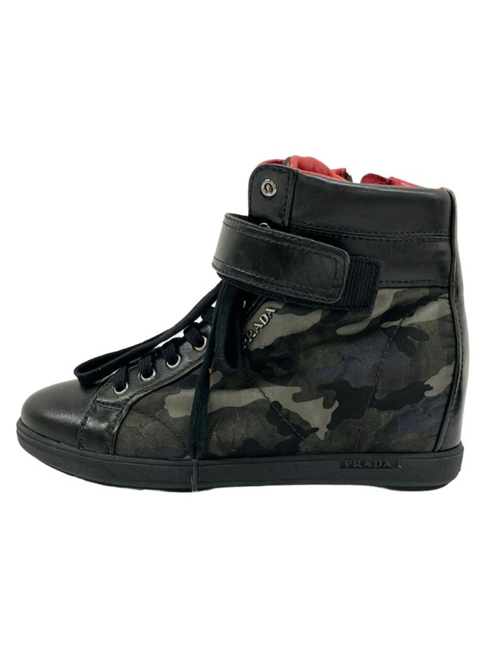 Prada Sport Short Boots Khaki Black Camouflage Leather